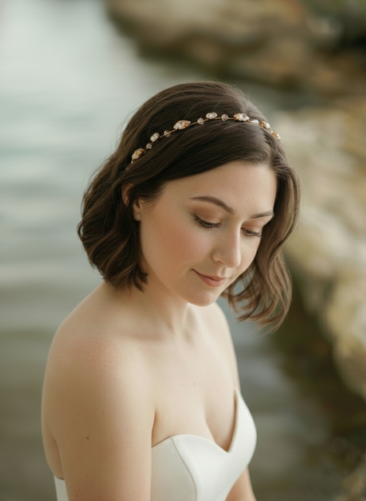 Champagne Crystal Bridal Hair Vine