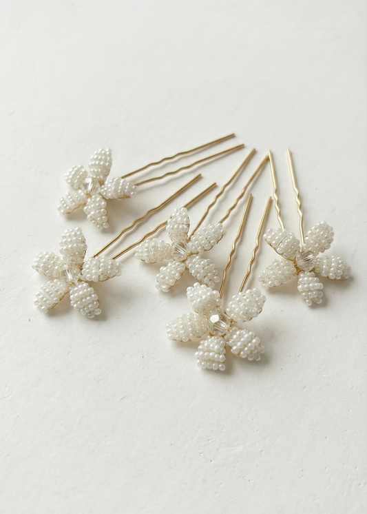 Glass Bead Flower Pins