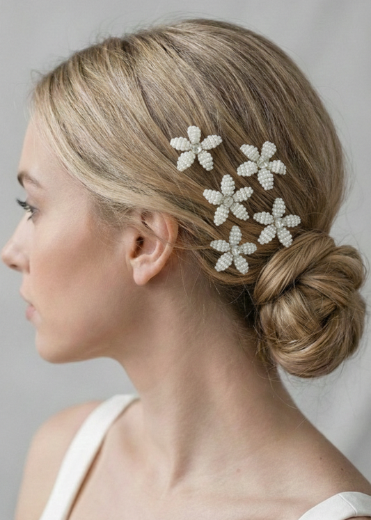 Glass bead flower pins