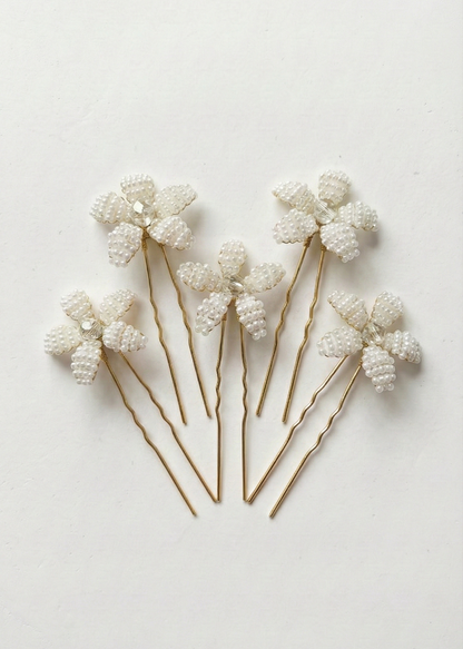 Glass Bead Flower Pins