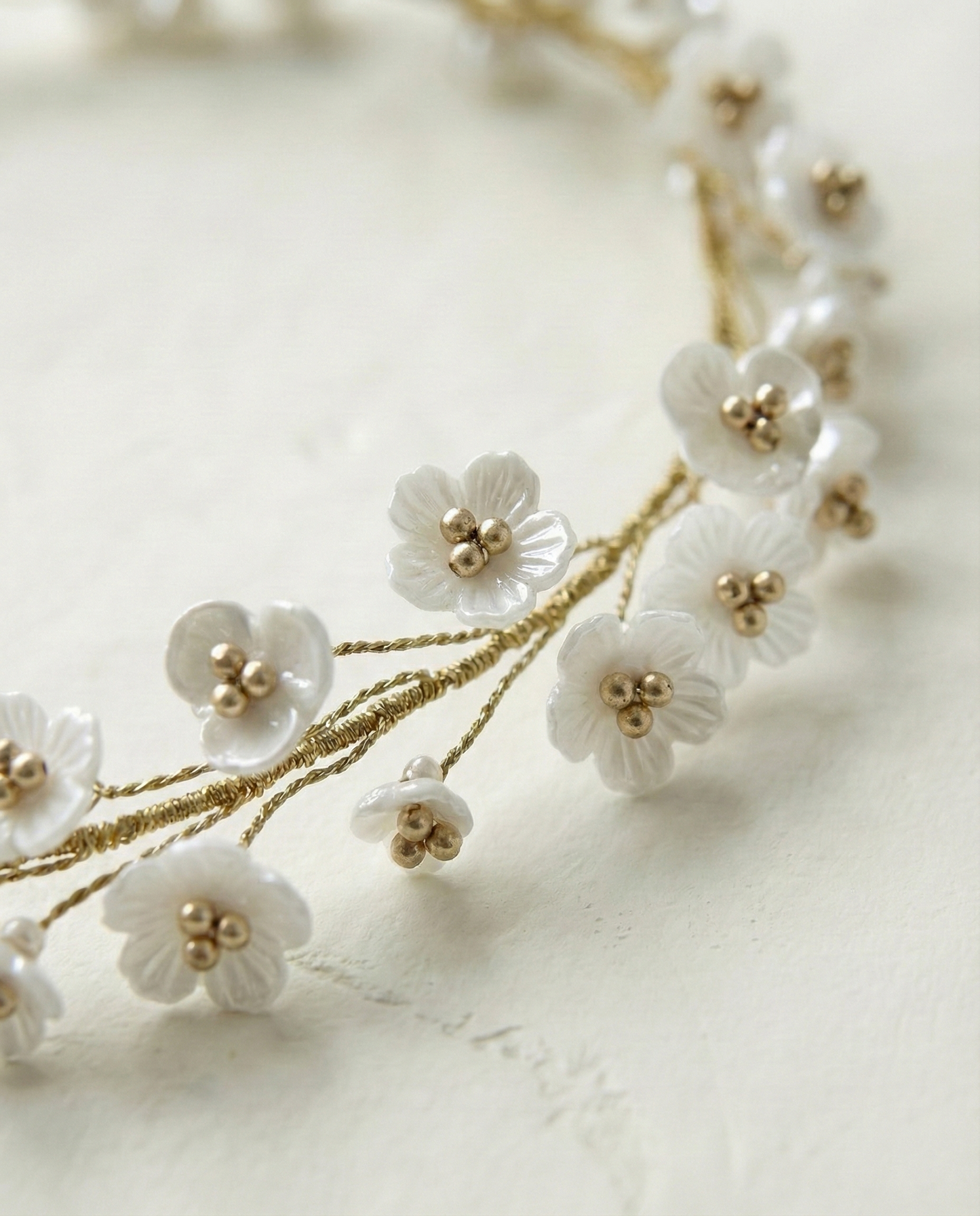 Bridal hair vine dainty pearl florals