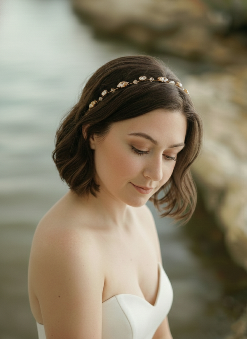 Bridal hair vine champagne crystals