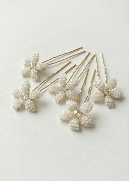 Glass Bead Flower Pins