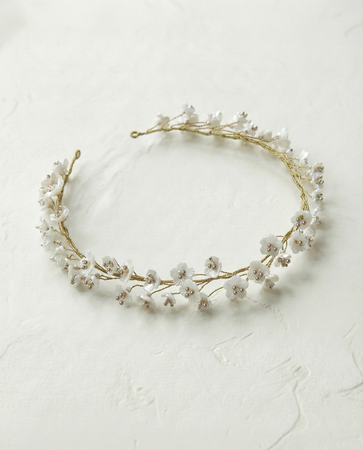 Bridal hair vine dainty pearl florals