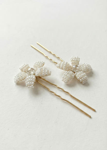Glass Bead Flower Pins