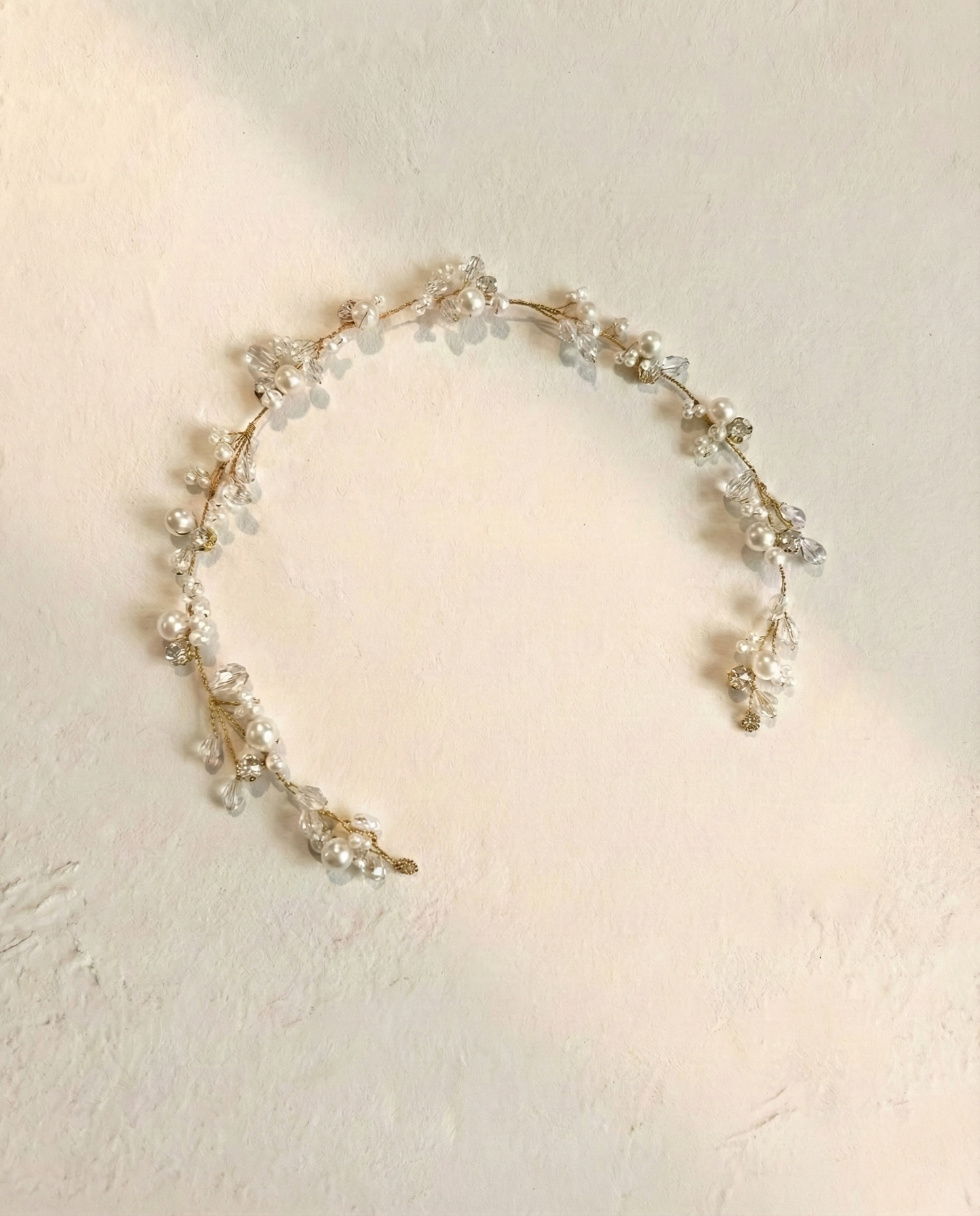 Bridal hair vine crystals and dainty pearls