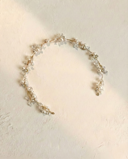 Bridal hair vine crystals and dainty pearls