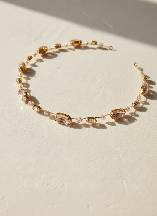 Bridal hair vine champagne crystals