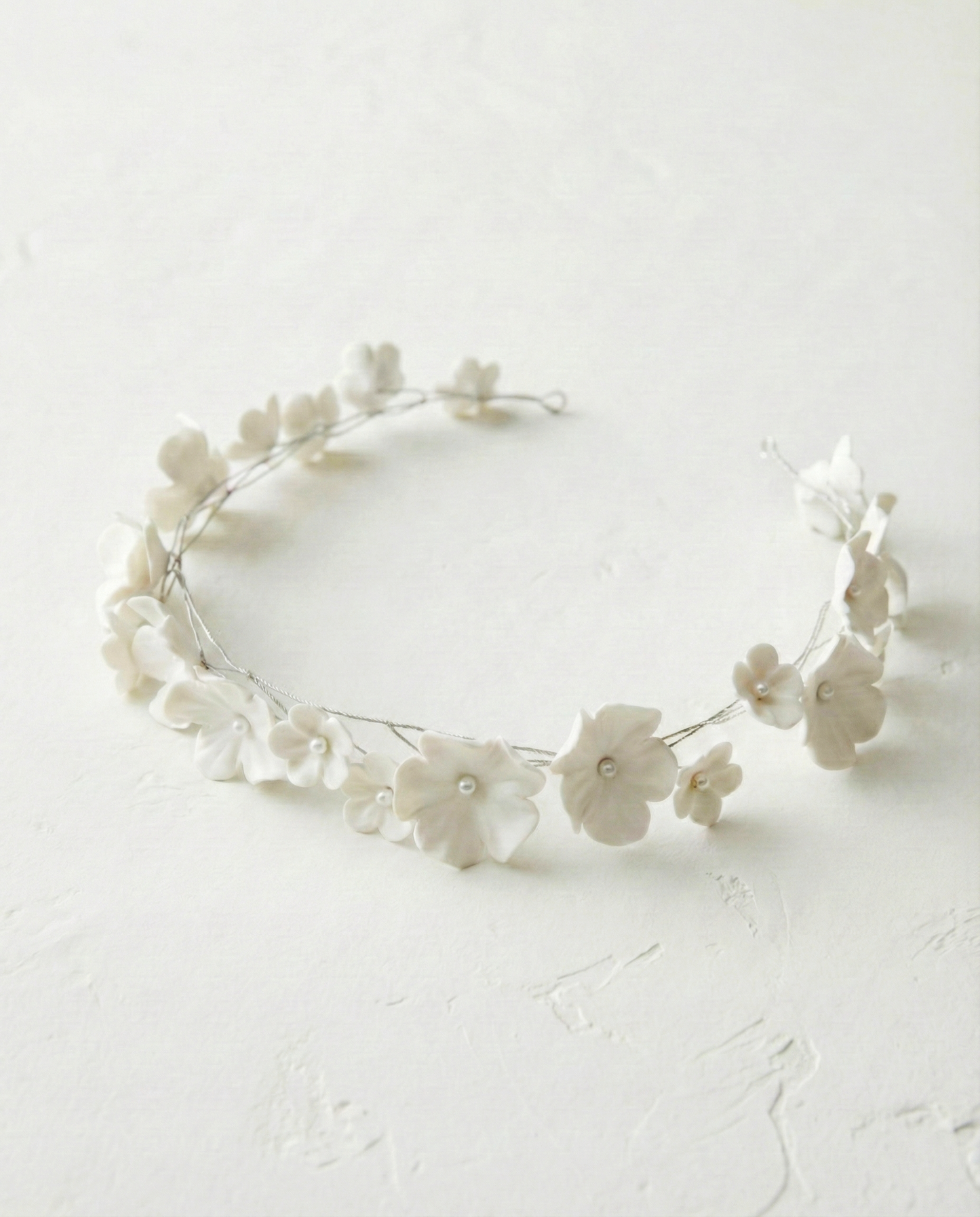 Bridal hair vine with white flowers