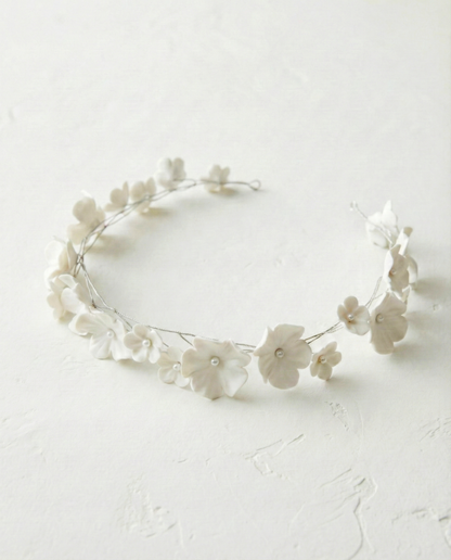 White Flower Bridal Hair Vine