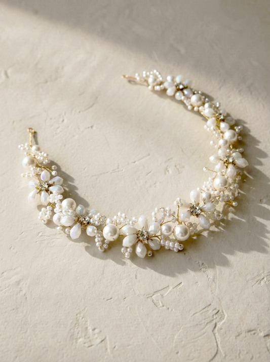 Bridal floral crystal hair vine